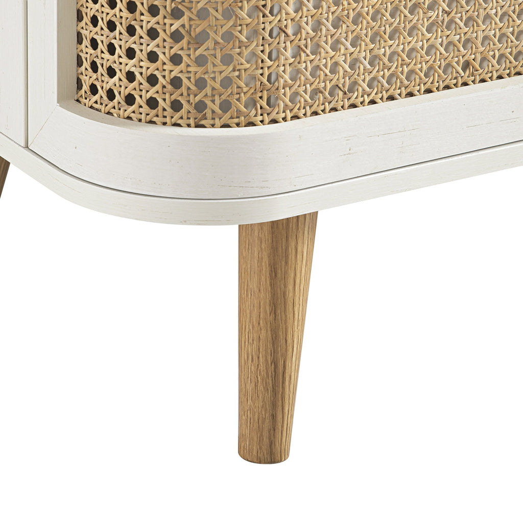 Izzy Curved Rattan 3 Drawer Dresser, White