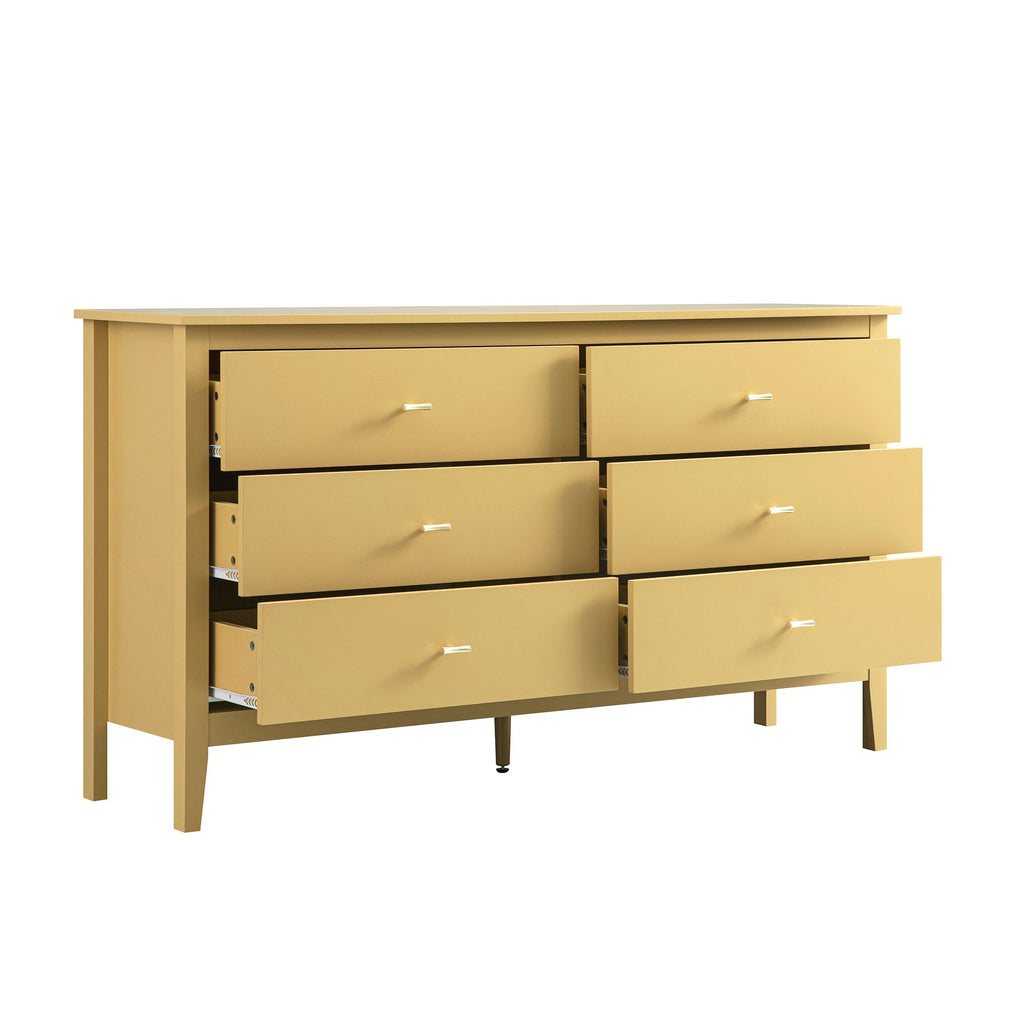 Oakham 6-Drawer Dresser, Rattan Yellow