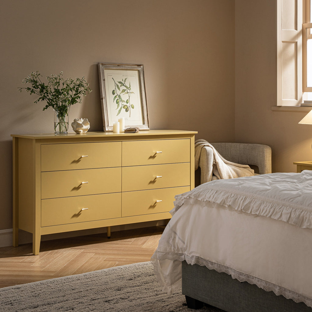 Oakham 6-Drawer Dresser, Rattan Yellow