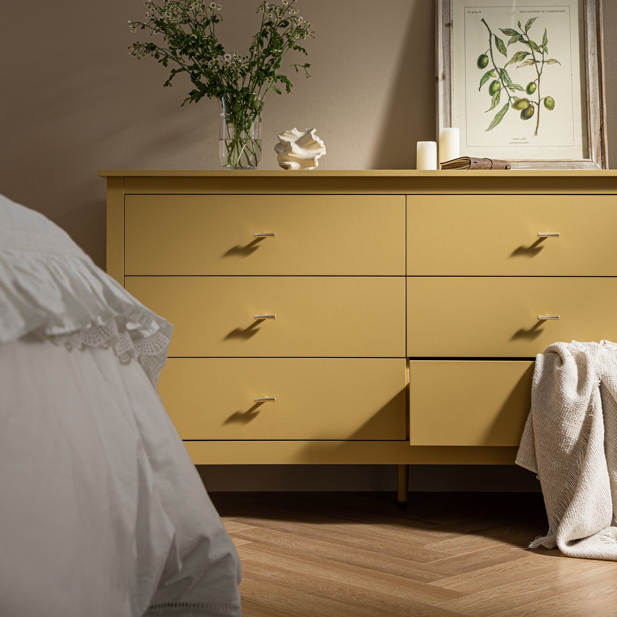 Oakham 6-Drawer Dresser, Rattan Yellow