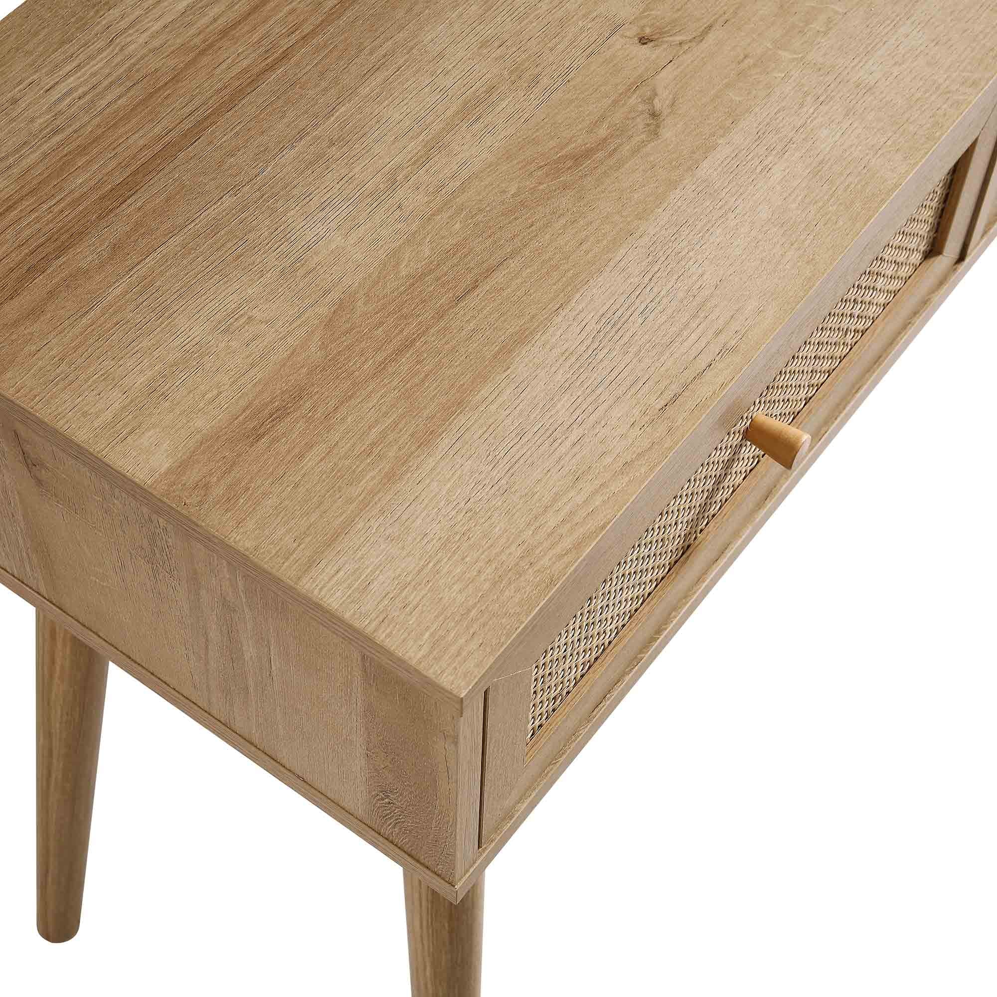 Frances Woven Rattan Vanity Table with Mirror, Natural