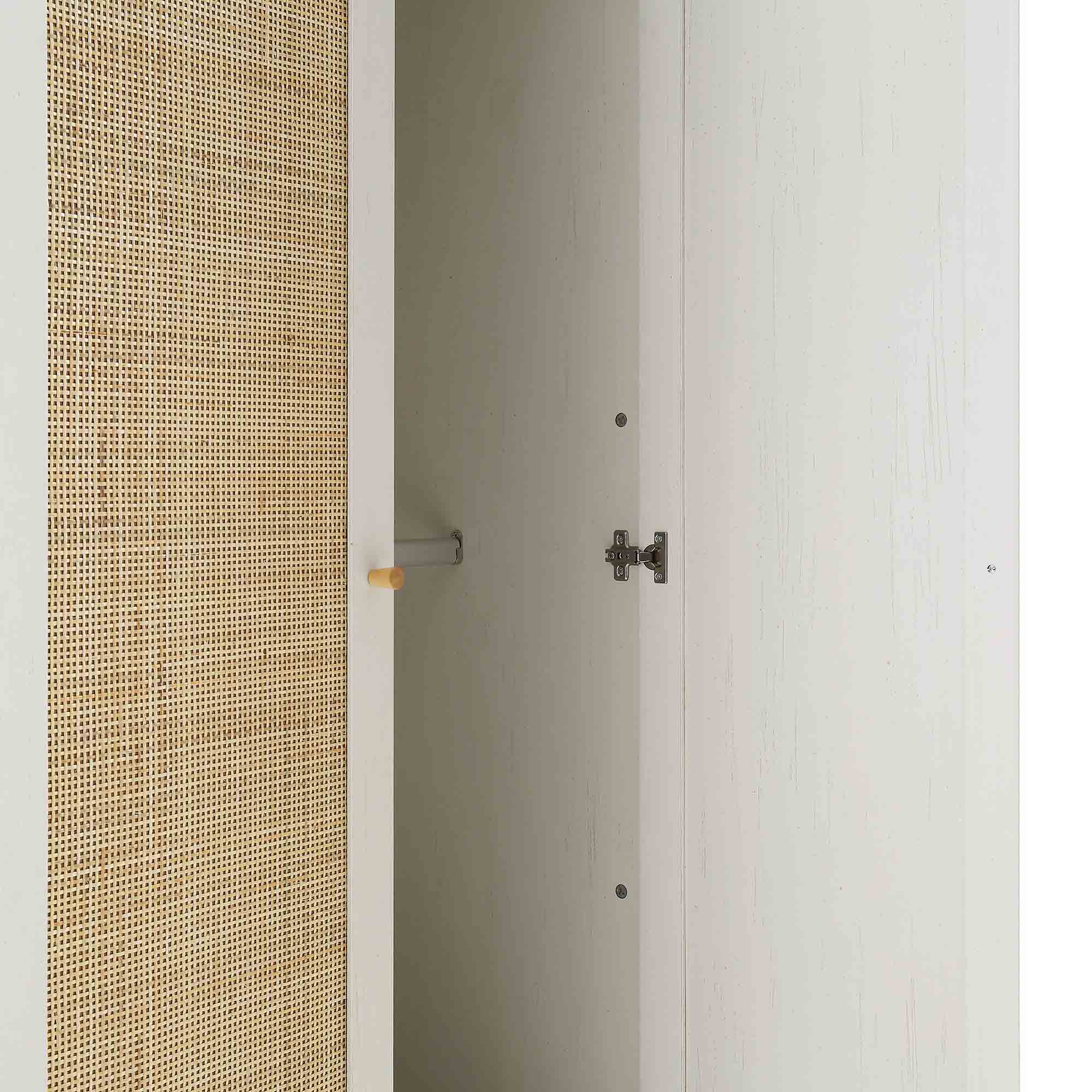 Frances Rattan Double Closet with 1 Drawer, White
