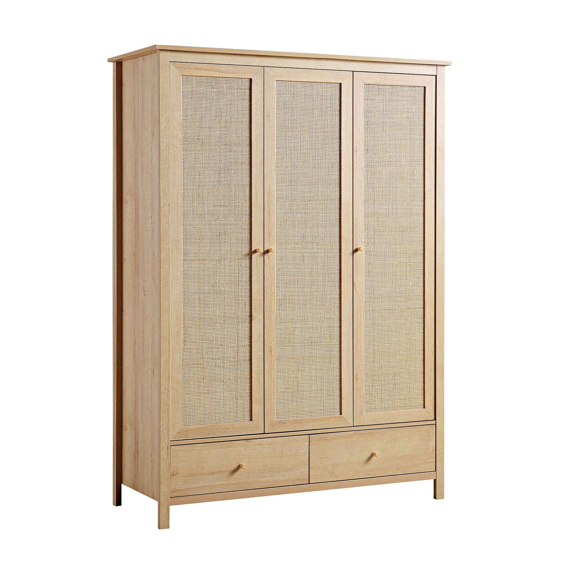 Frances Rattan Triple Closet with 2 Drawers, Natural
