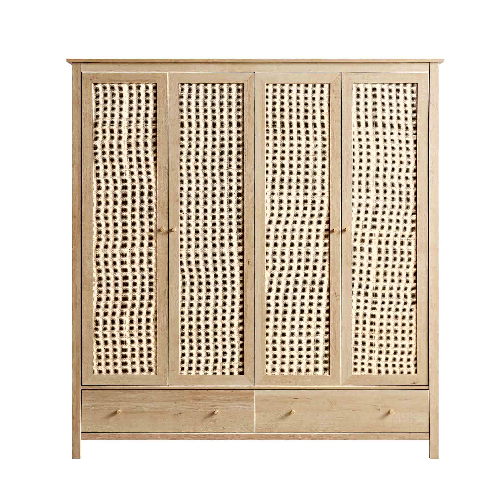 Frances Rattan 4-Door Closet with 2 Drawers, Natural