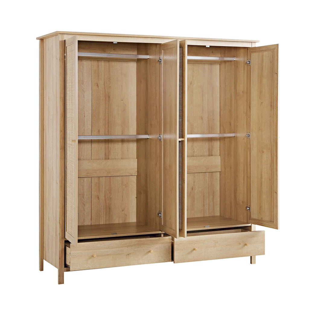 Frances Rattan 4-Door Closet with 2 Drawers, Natural