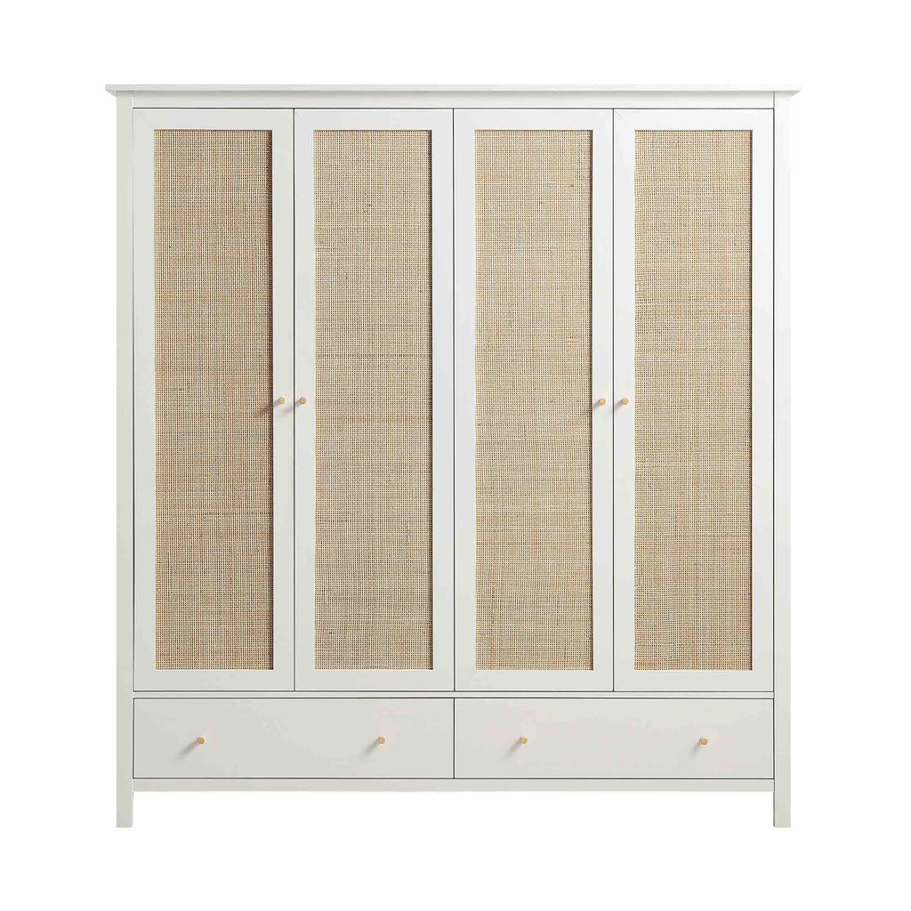 Frances Rattan 4-Door Closet with 2 Drawers, White