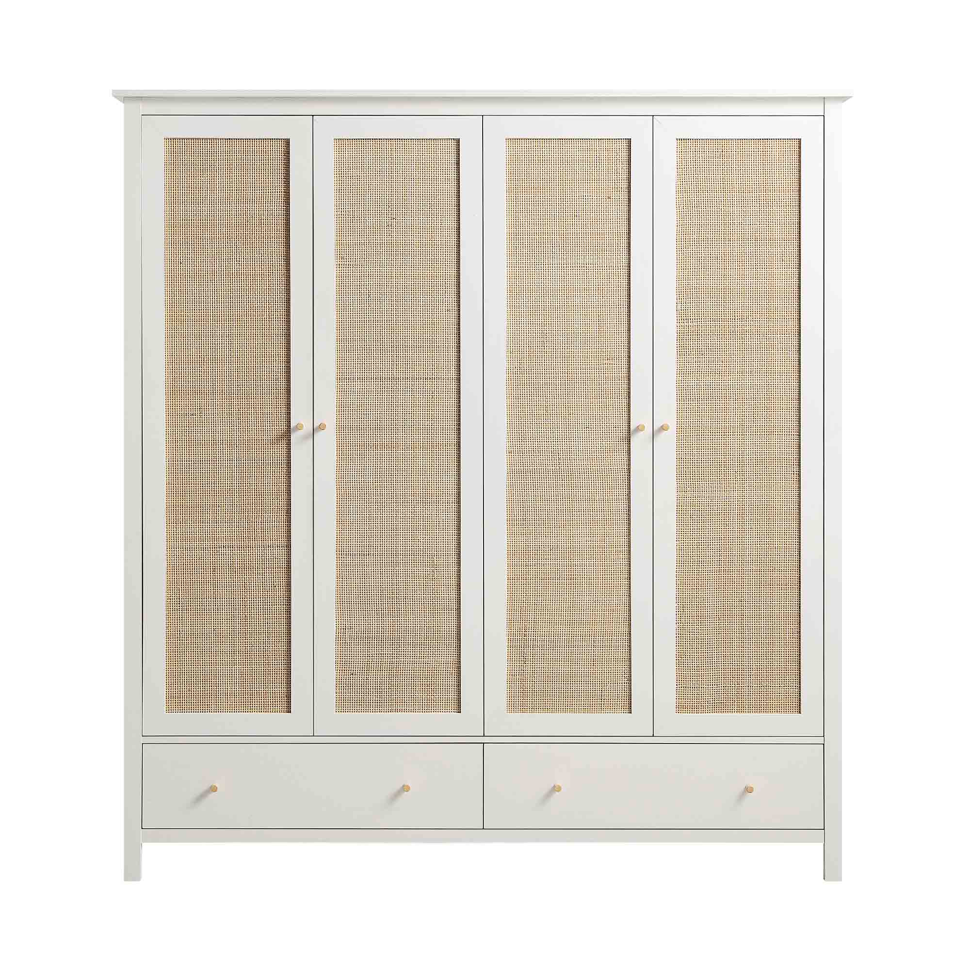 Frances Rattan 4-Door Closet with 2 Drawers, White