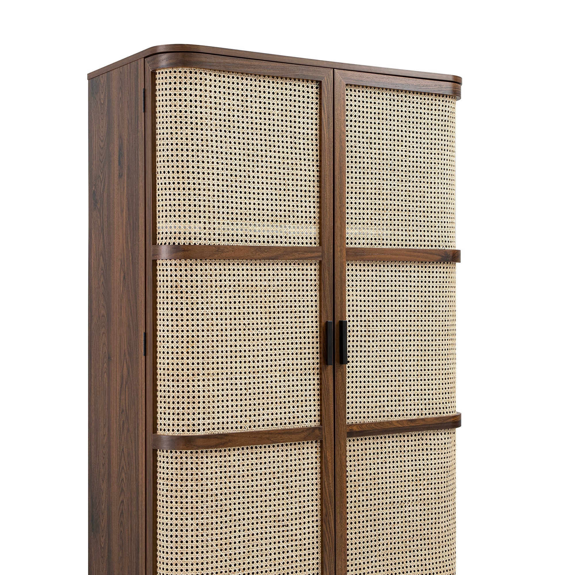 Izzy Curved Rattan Double Closet, Walnut
