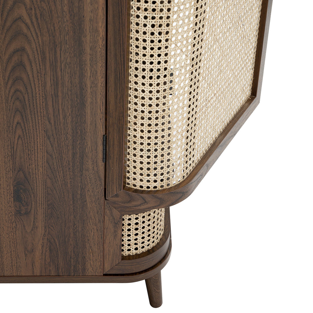 Izzy Curved Rattan Double Closet, Walnut