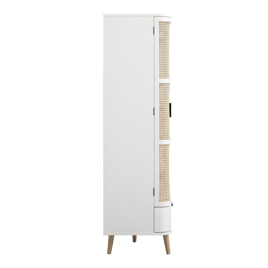 Izzy Curved Rattan Triple  Closet, White