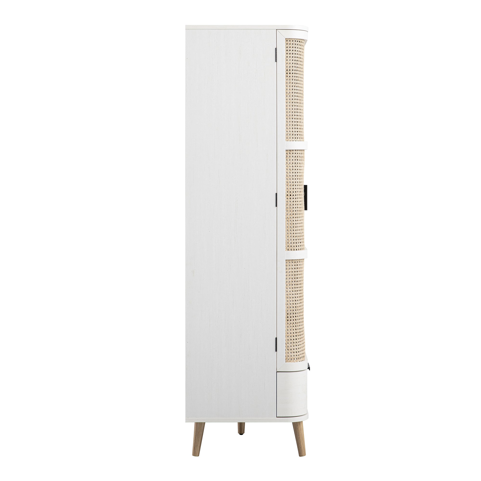 Izzy Curved Rattan Triple  Closet, White
