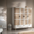 Izzy Curved Rattan 4-Door Closet, White