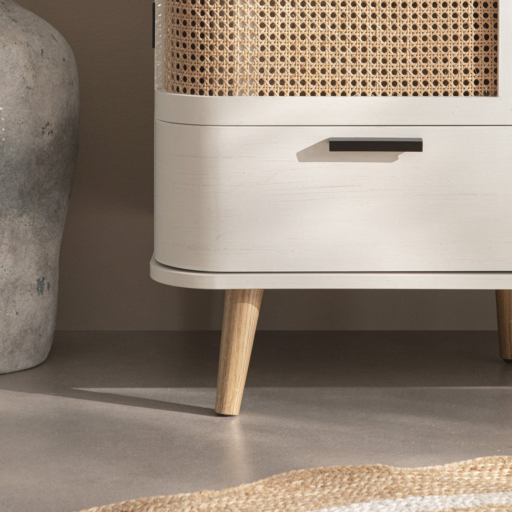 Izzy Curved Rattan 4-Door Closet, White