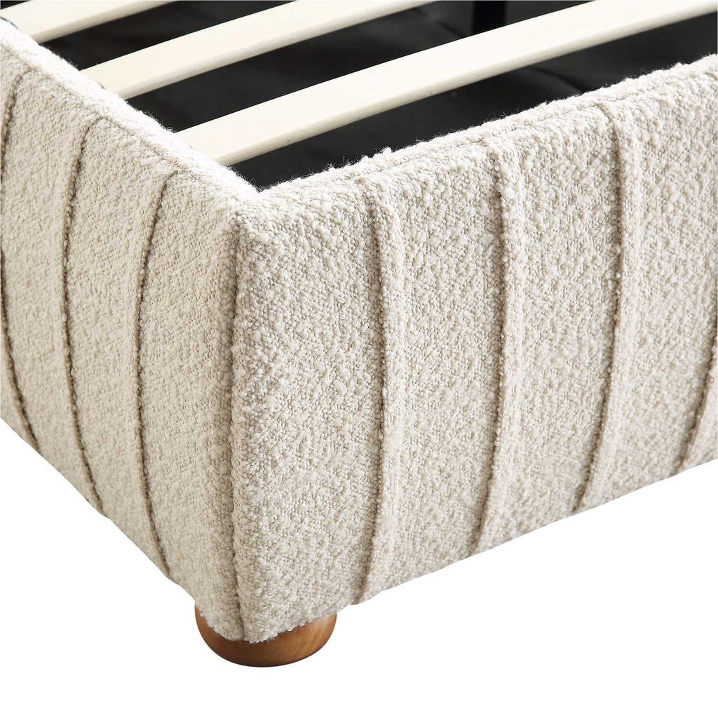 Helia Pleated Ottoman Storage Bed, Beige Boucle