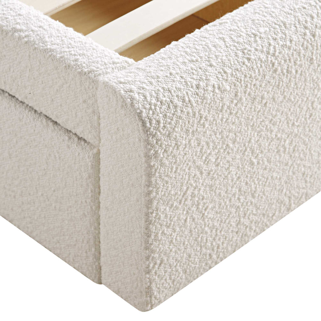 Hampstead Ecru Boucle Curved Bed with 4-Drawer Storage