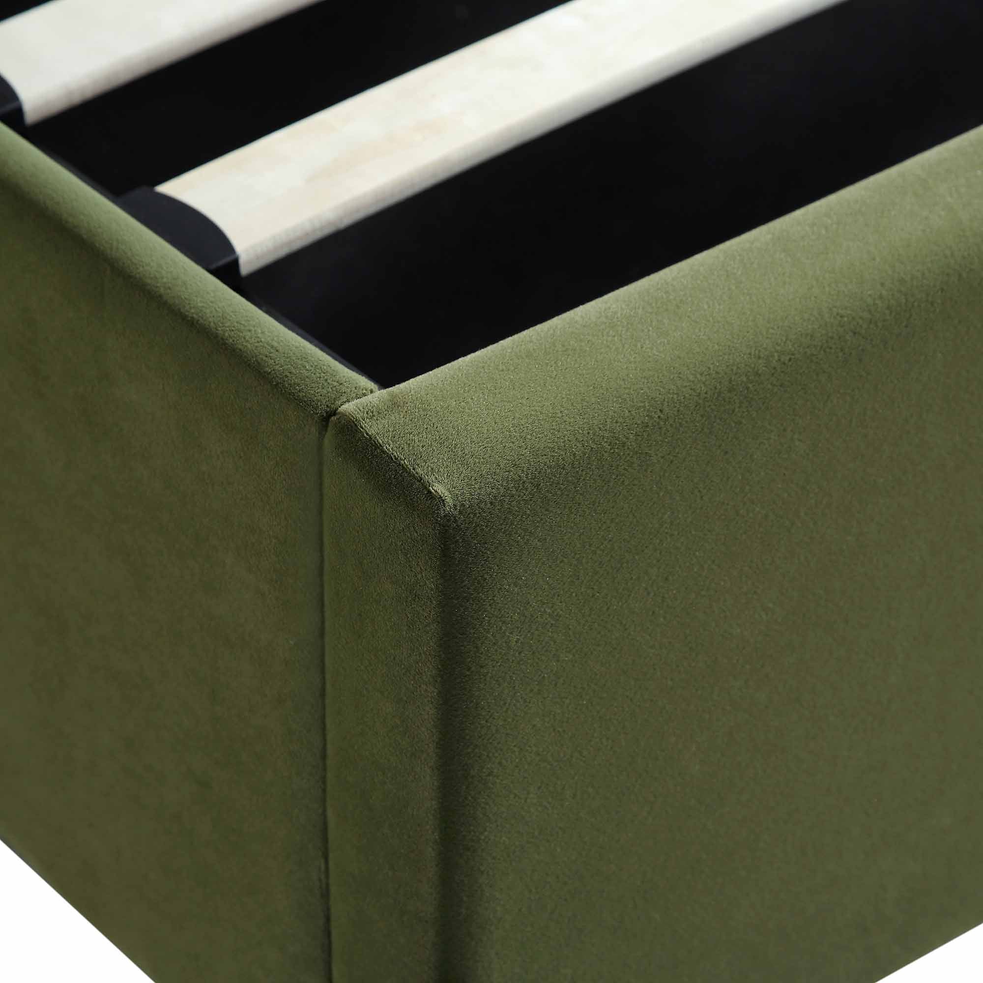 Wilton Moss Green Velvet Ottoman Storage Bed