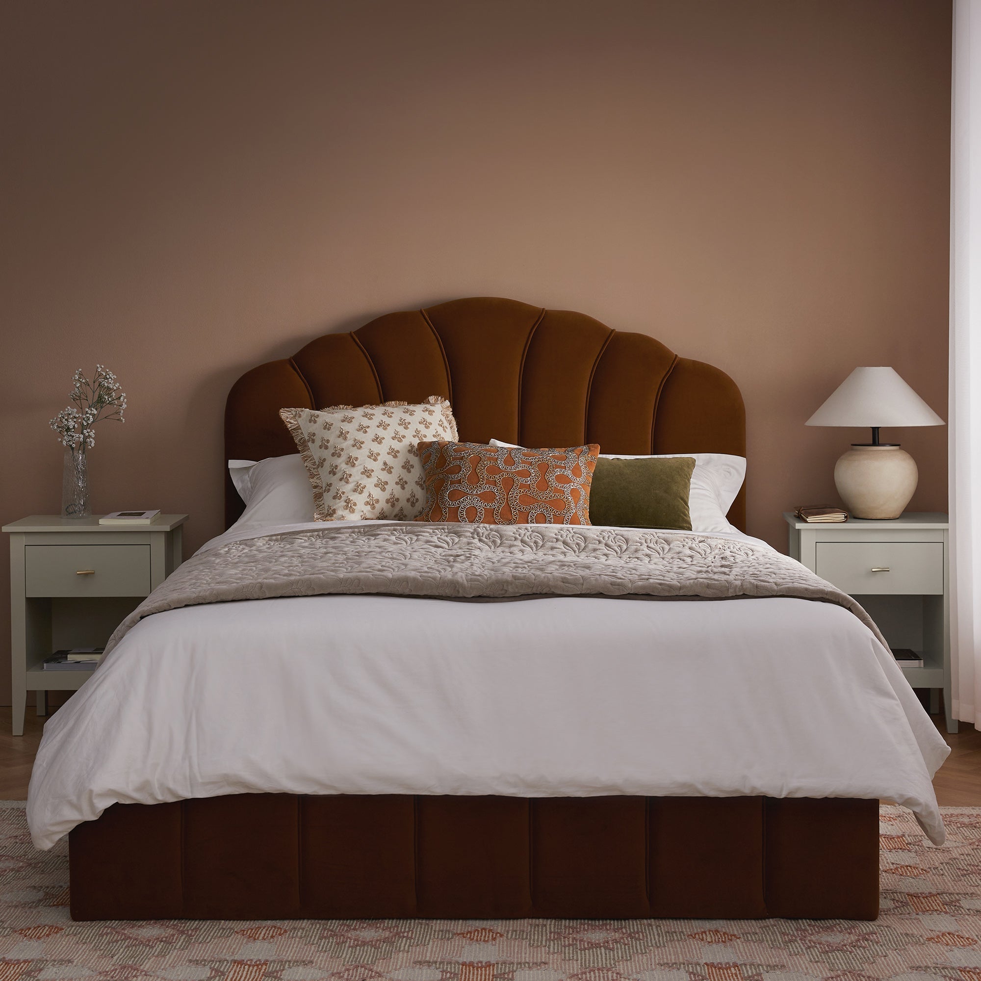 Hana Ottoman Storage Bed, Cinnamon Velvet