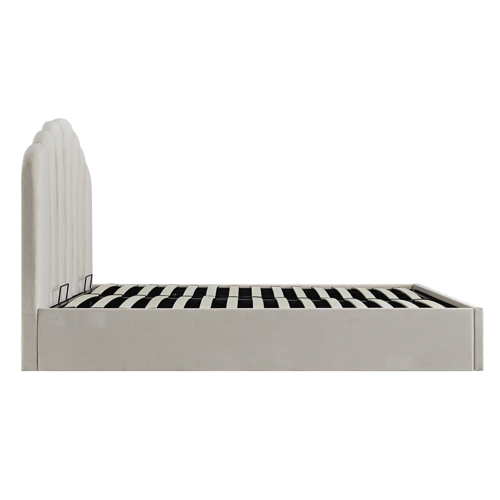 Hana Ottoman Storage Bed, Warm Stone Velvet