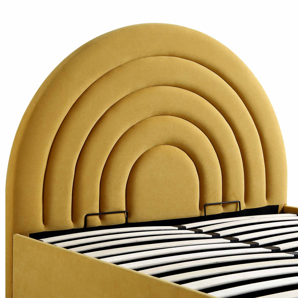 Archer Mustard Yellow Velvet Ottoman Storage Bed