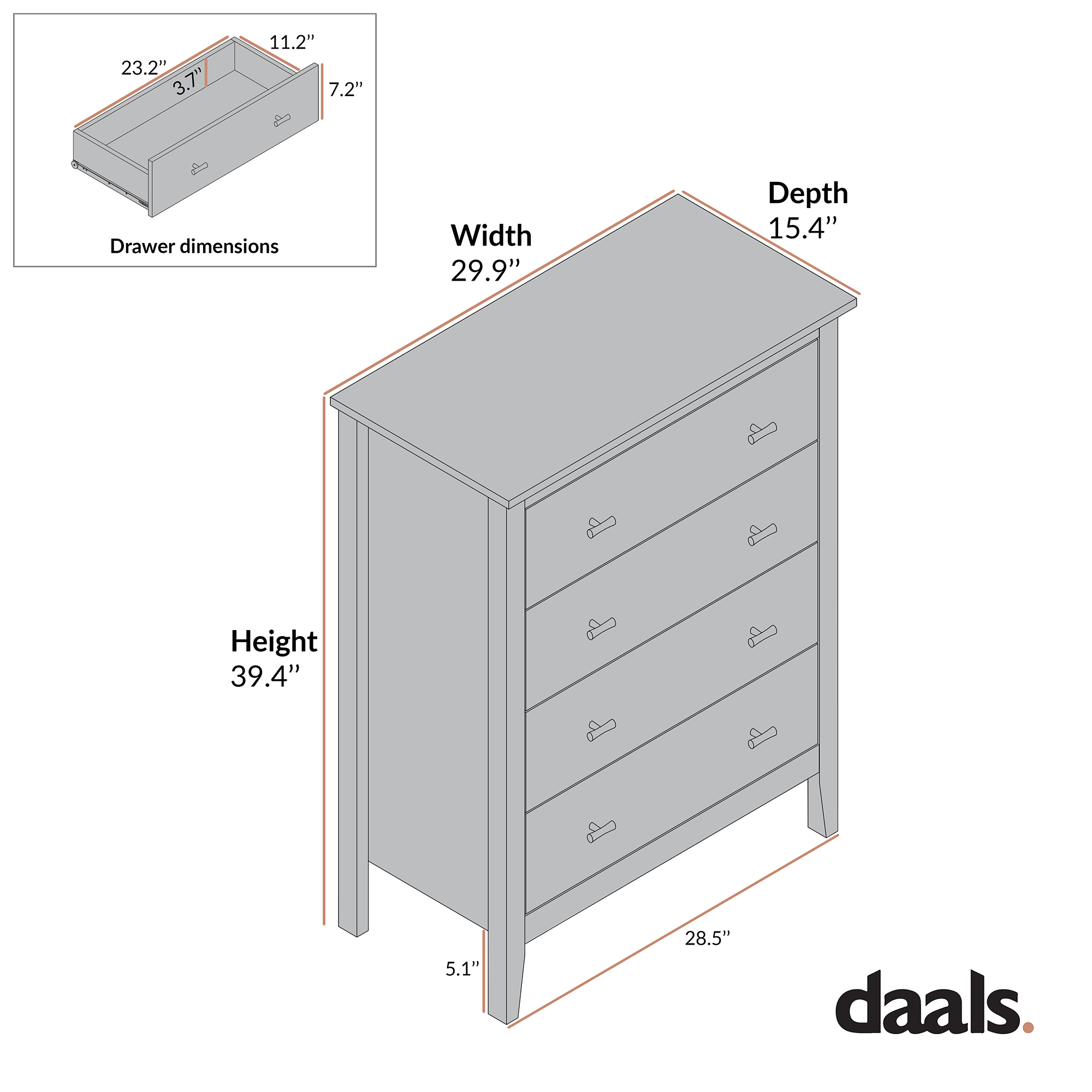 Oakham 4-Drawer Dresser, Shaded White