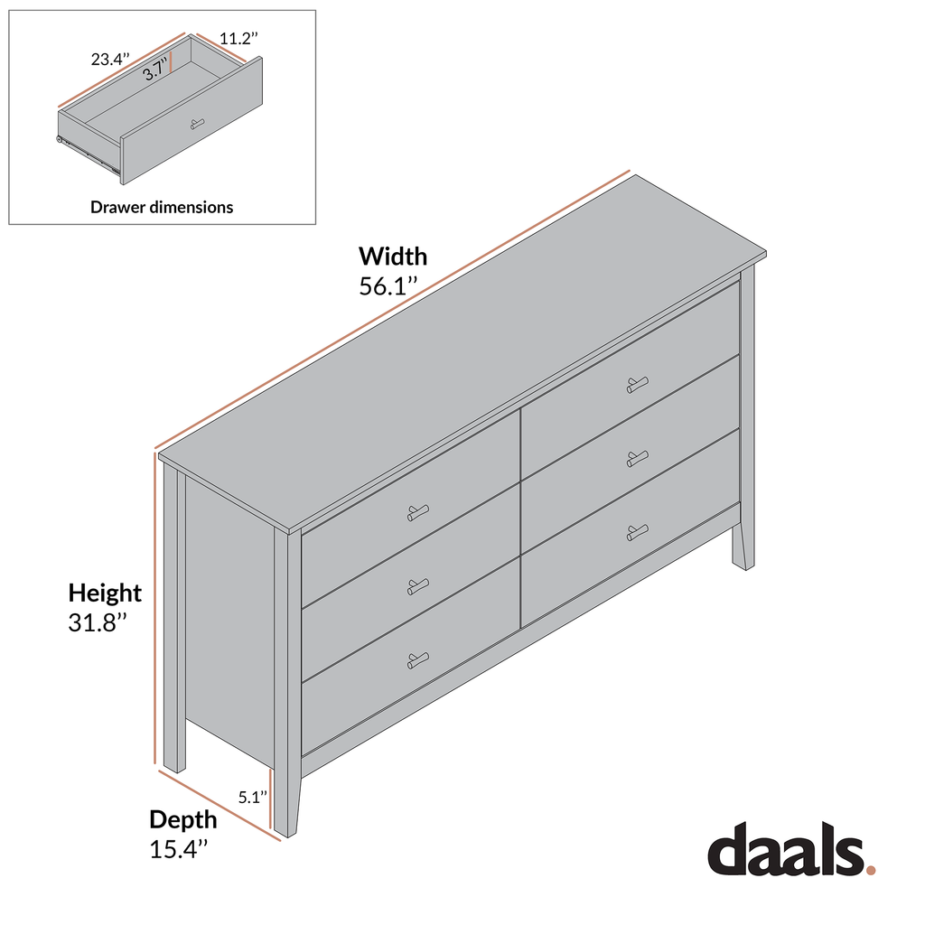 Oakham 6-Drawer Dresser, Rattan Yellow