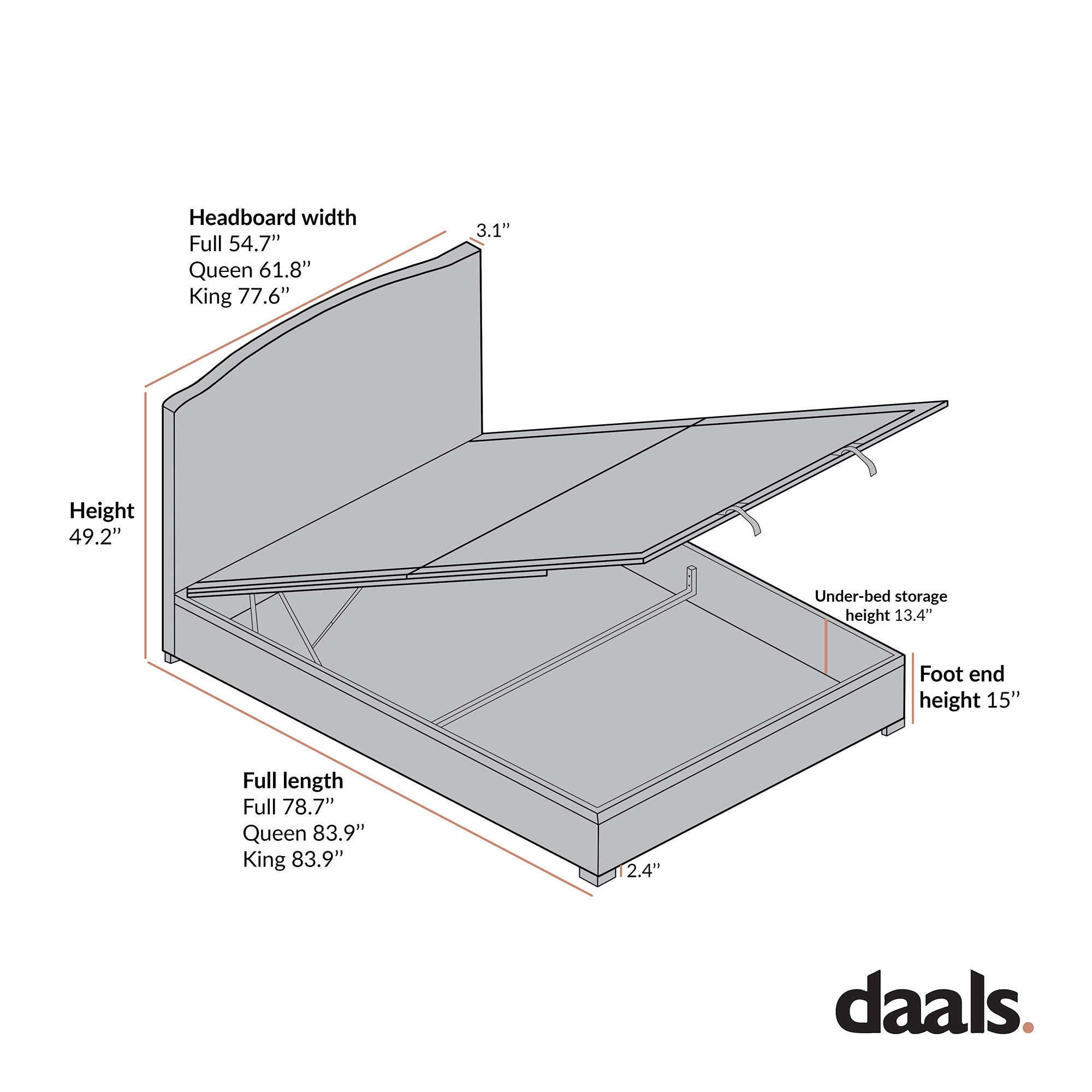 Chilworth Upholstered Ottoman Storage Bed, Ivory Weave Fabric