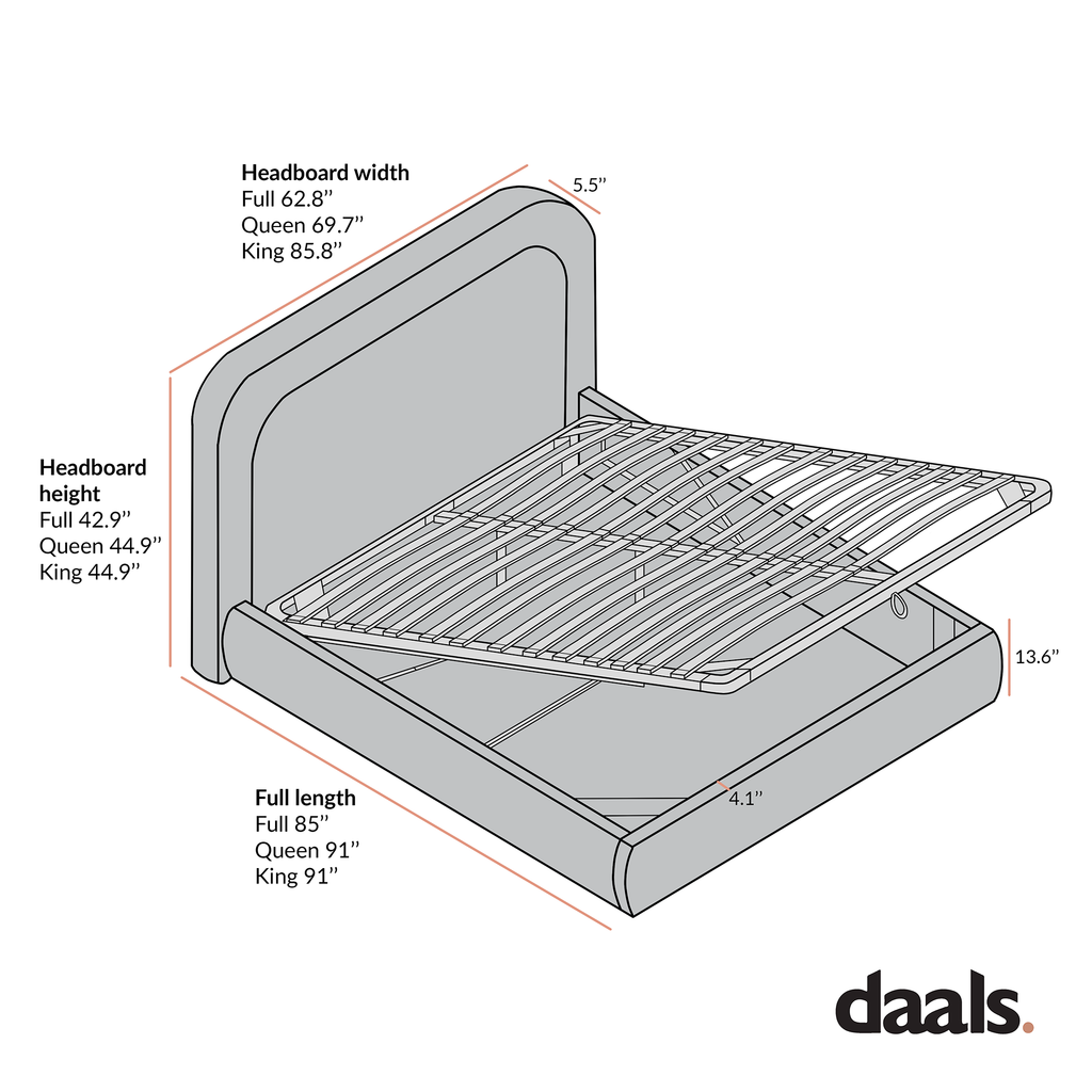 Luella Upholstered Wooden Plinth Base Storage Bed, Ecru Boucle