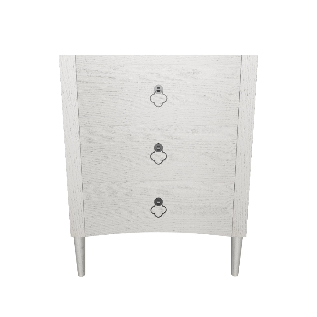 Thalia Concave 3 Drawer Nightstand, Washed White