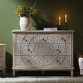 Chantilly Whitewashed Carved 3 over 4 Drawer Dresser
