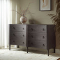 Thalia Concave Double Six Drawer Dresser, Silver Oak