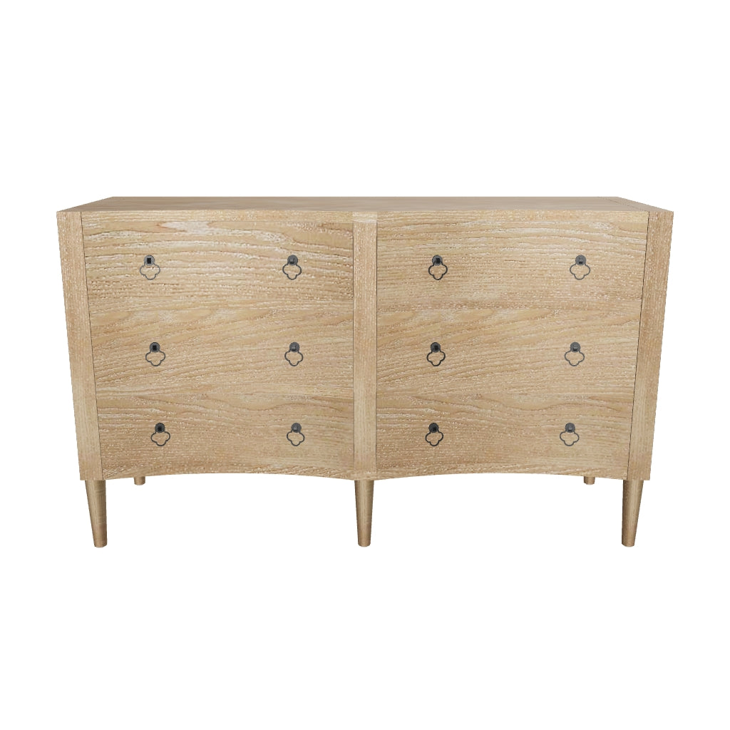 Thalia Concave Double Six Drawer Dresser, Natural