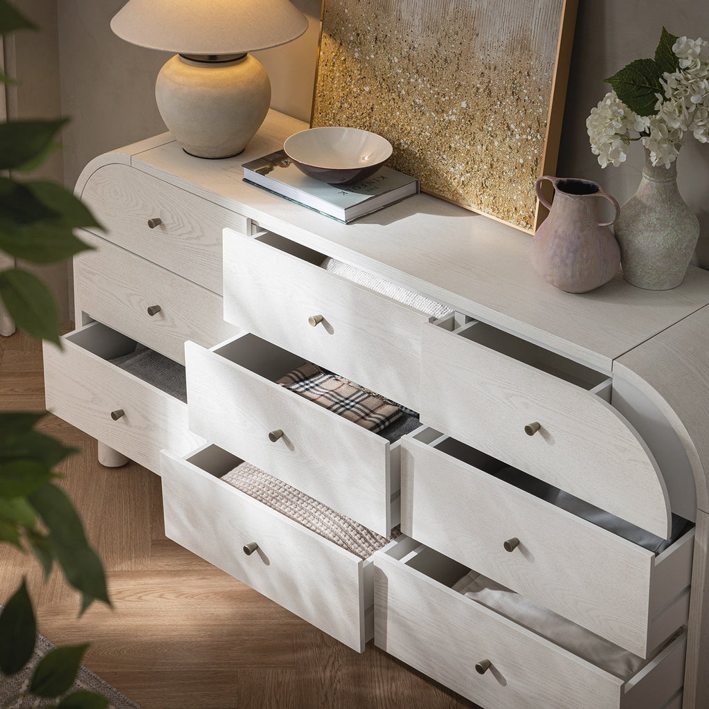 Maude 9 Drawer Dresser, Washed White Ash