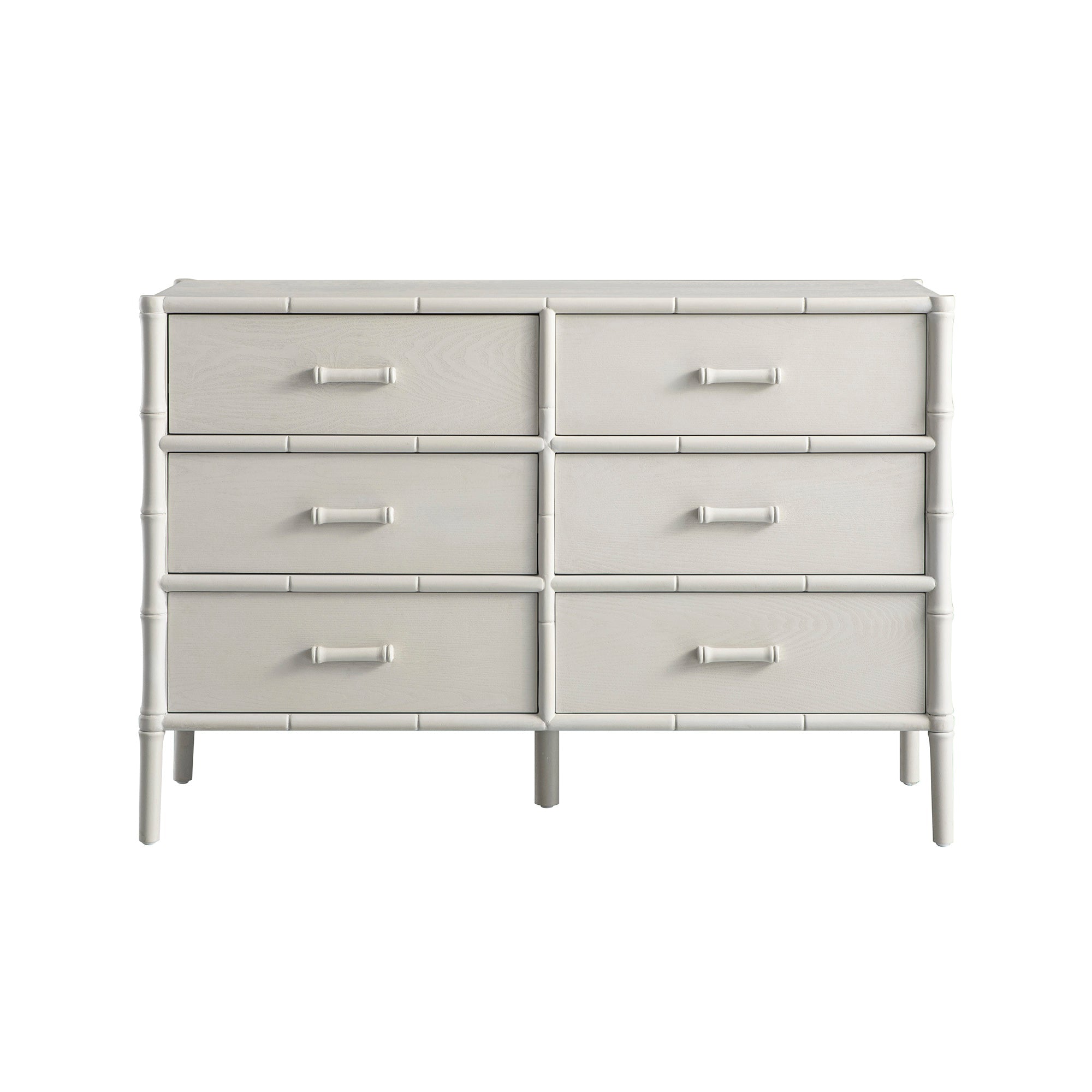 Elstowe Faux Bamboo 6-Drawer Dresser, Shaded White