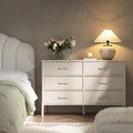 Elstowe Faux Bamboo 6-Drawer Dresser, Shaded White