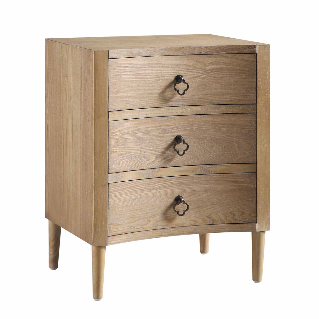 Thalia Concave 3 Drawer Nightstand, Natural