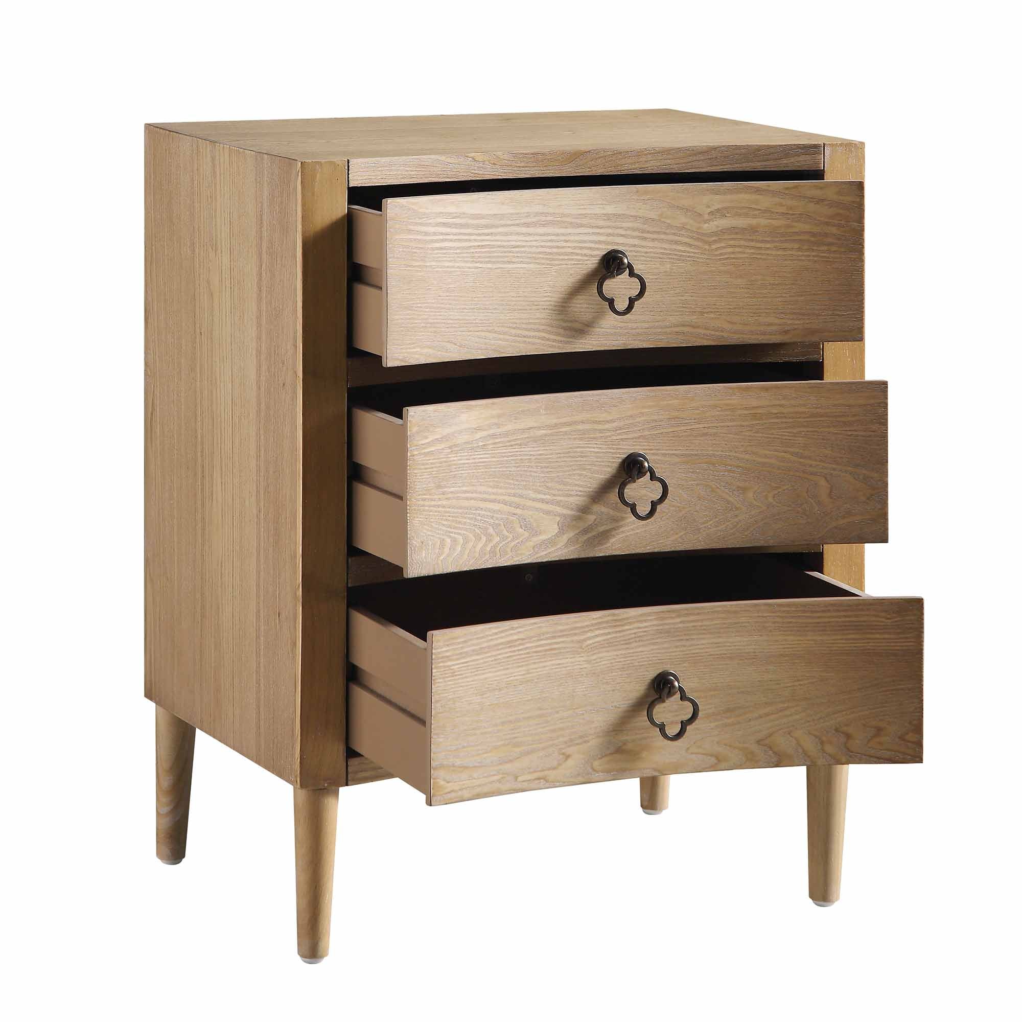 Thalia Concave 3 Drawer Nightstand, Natural