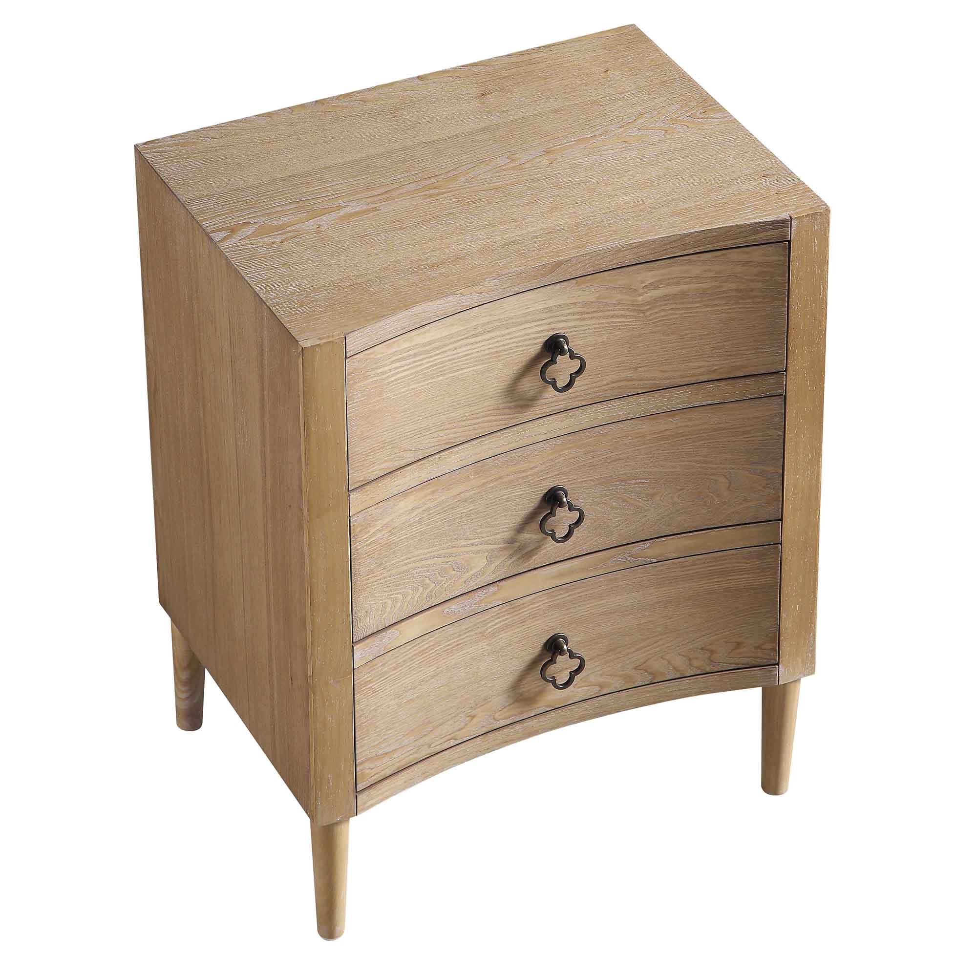 Thalia Concave 3 Drawer Nightstand, Natural
