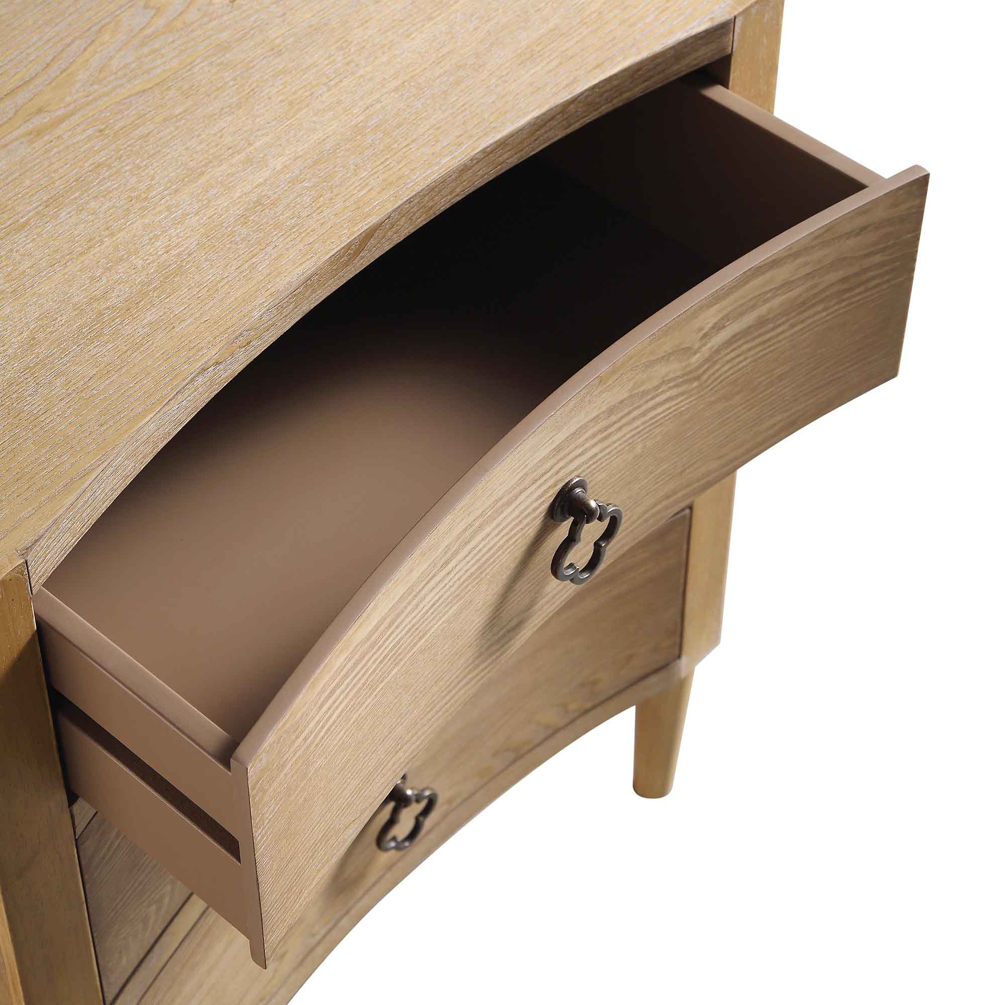 Thalia Concave 3 Drawer Nightstand, Natural