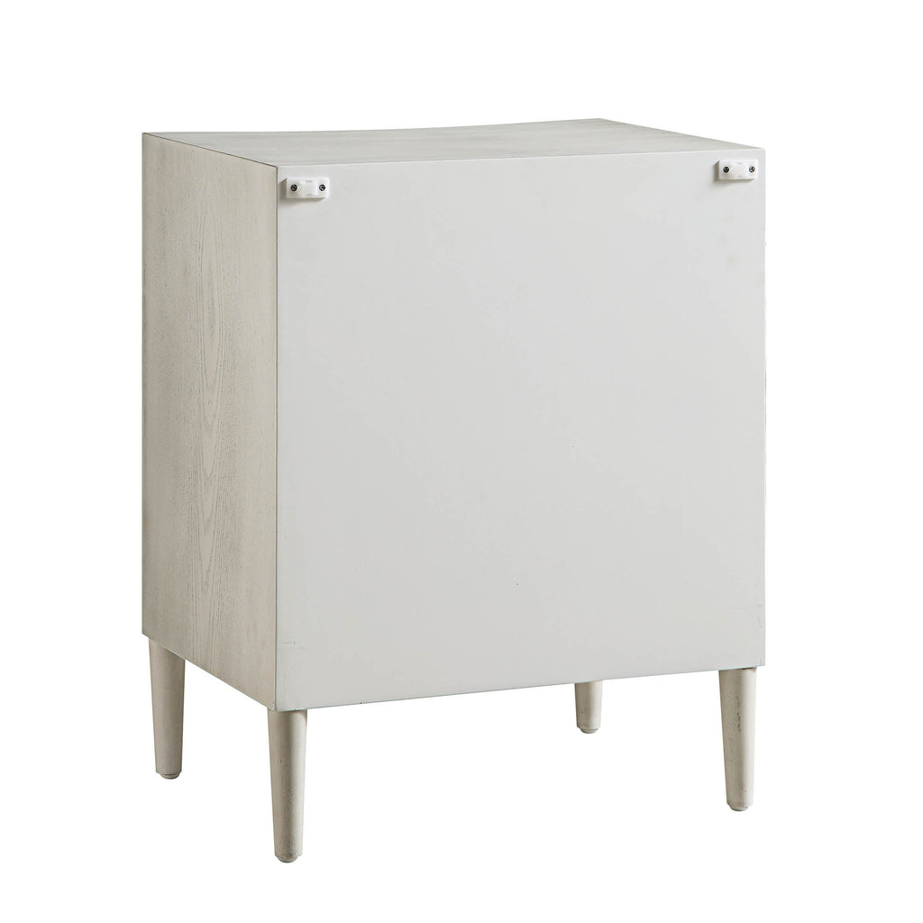 Thalia Concave 3 Drawer Nightstand, Washed White