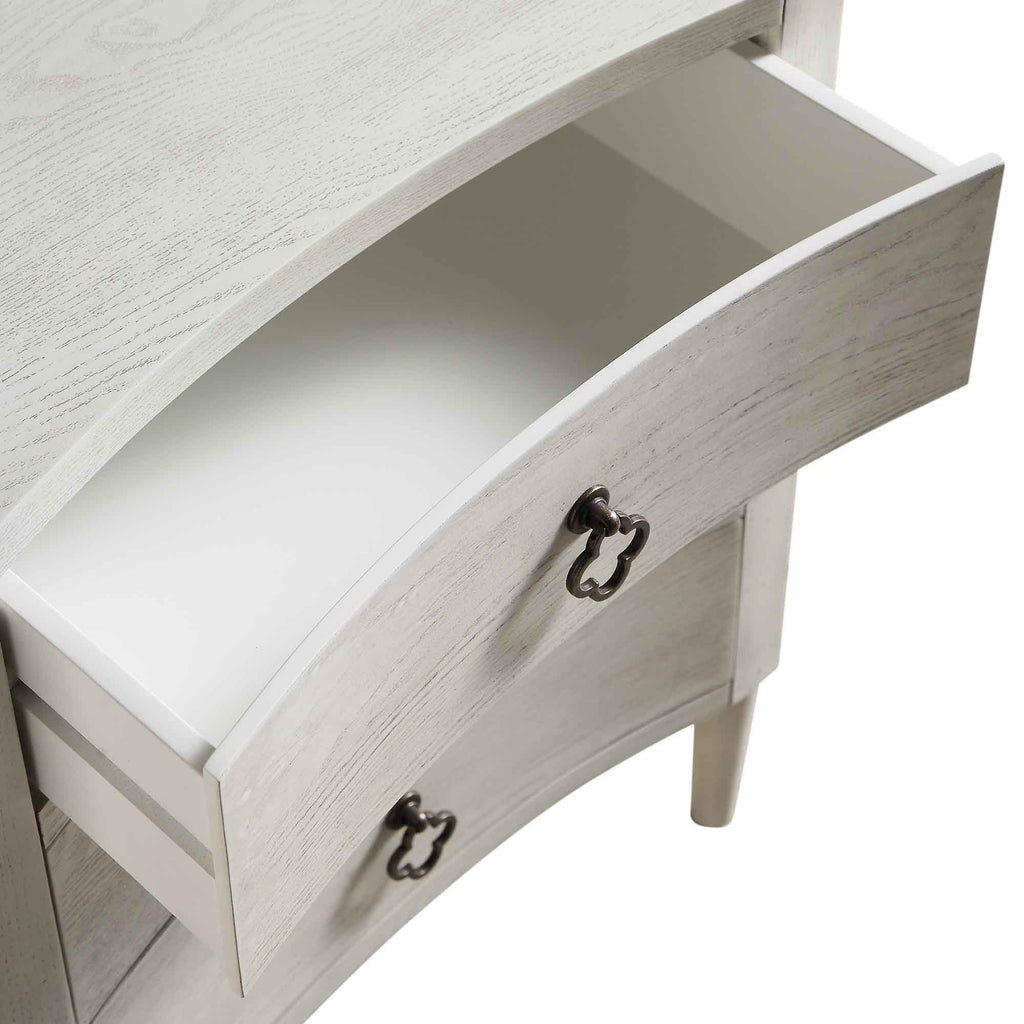 Thalia Concave 3 Drawer Nightstand, Washed White