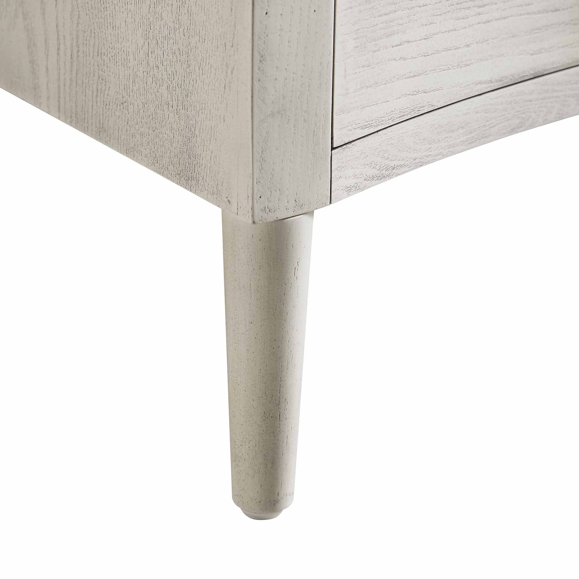 Thalia Concave 3 Drawer Nightstand, Washed White