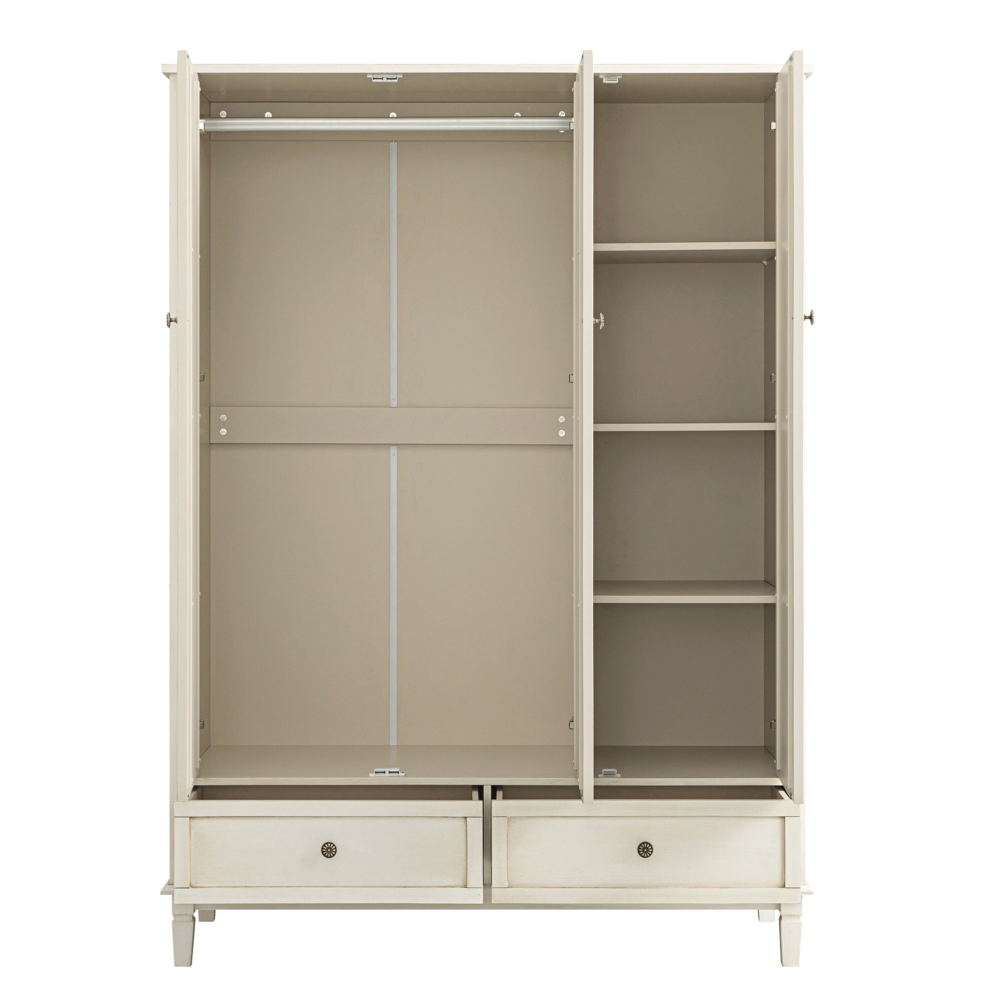 Chantilly Whitewashed Carved Triple Closet