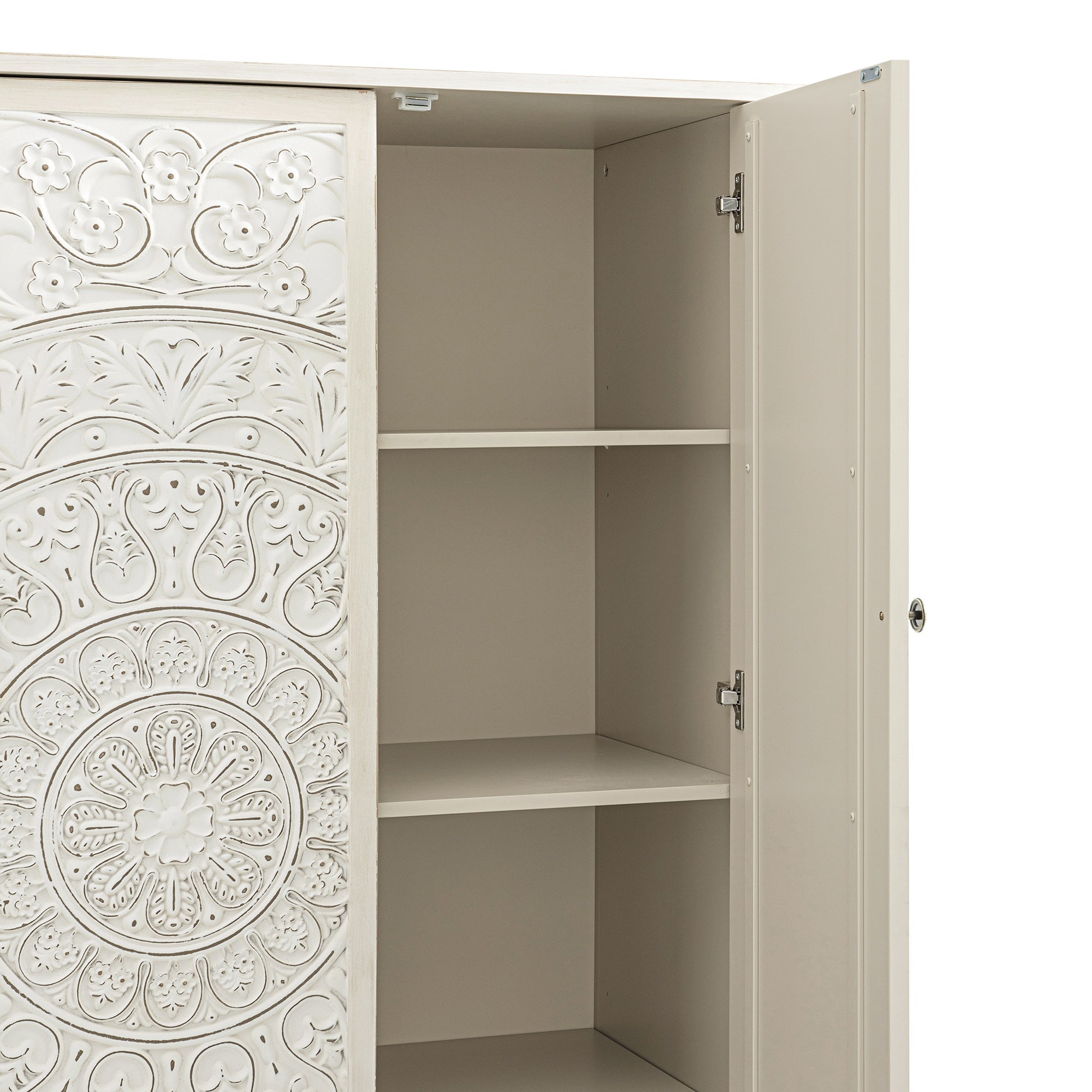 Chantilly Whitewashed Carved Triple Closet