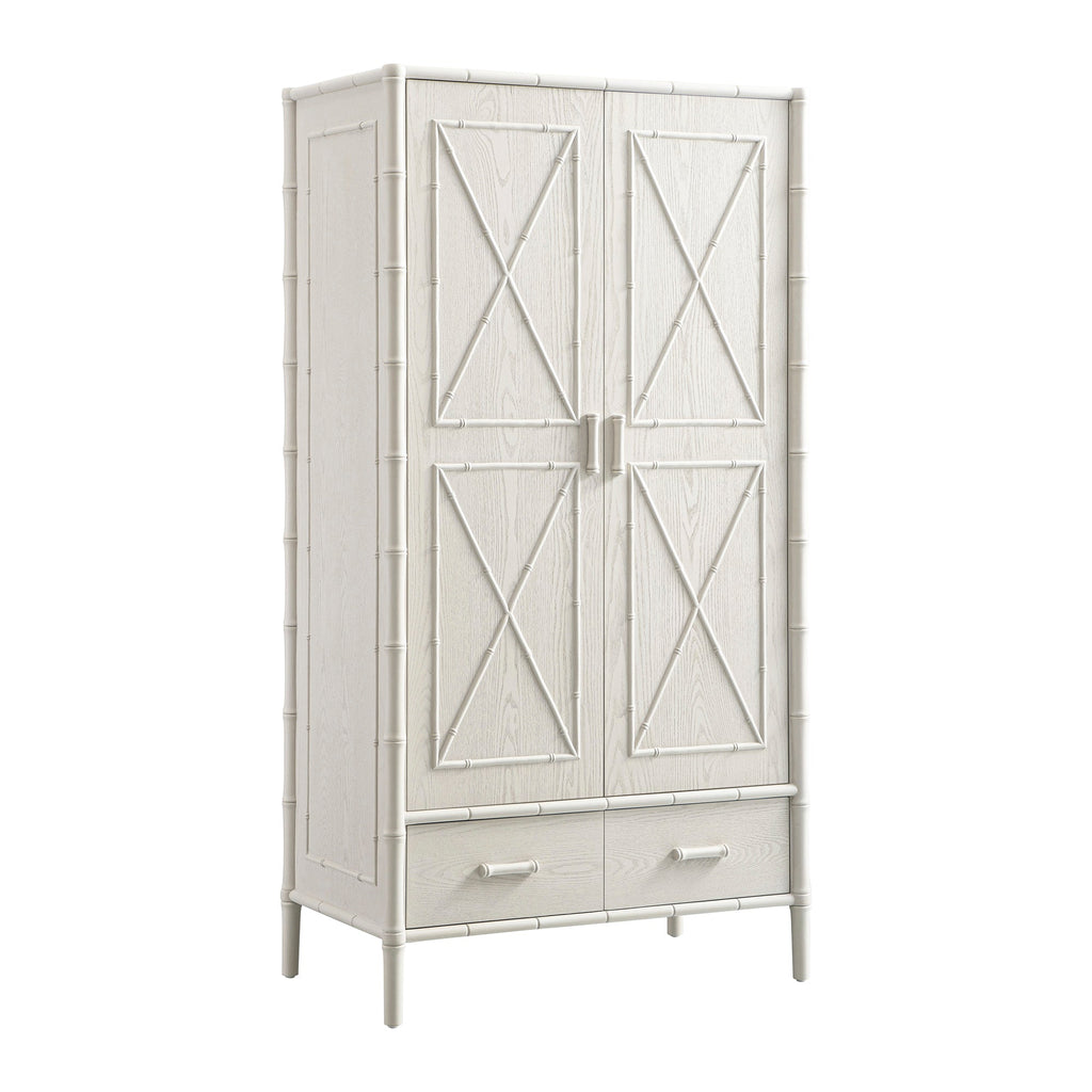Elstowe Faux Bamboo Double Closet, Shaded White