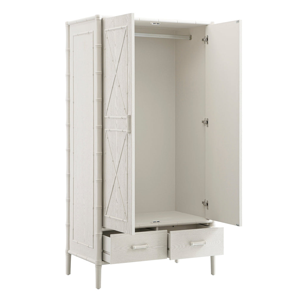 Elstowe Faux Bamboo Double Closet, Shaded White