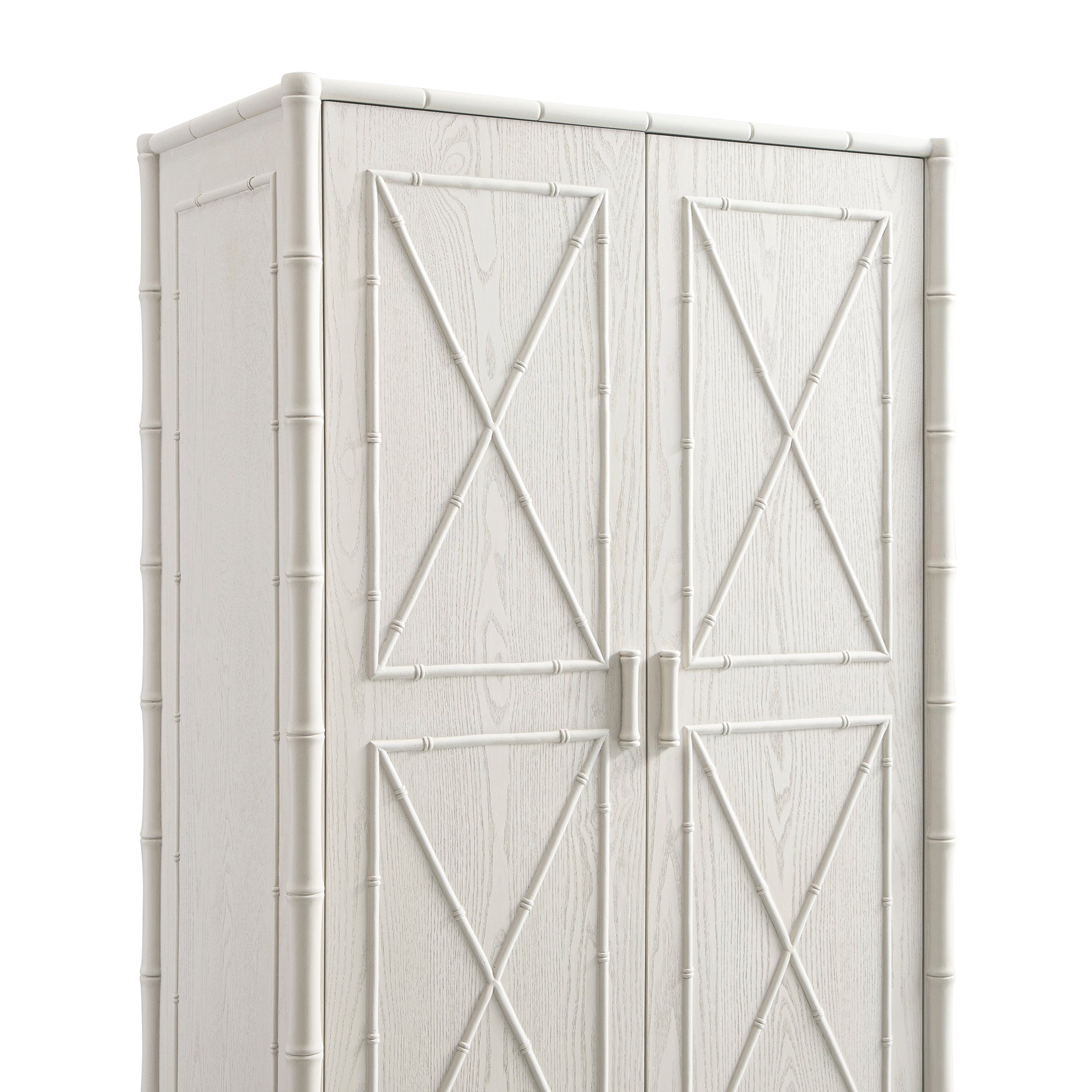 Elstowe Faux Bamboo Double Closet, Shaded White