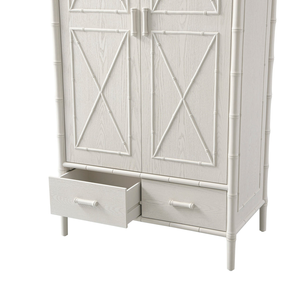 Elstowe Faux Bamboo Double Closet, Shaded White
