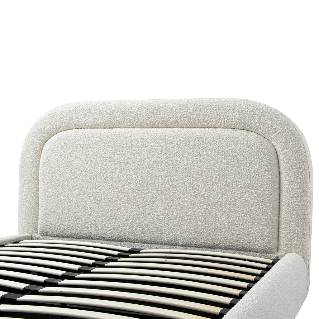 Luella Upholstered Wooden Plinth Base Storage Bed, Ecru Boucle