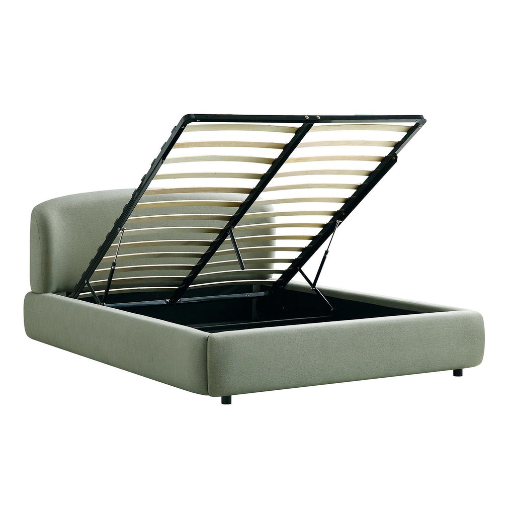 Constance Winged Headboard Ottoman Storage Bed, Olive Linen